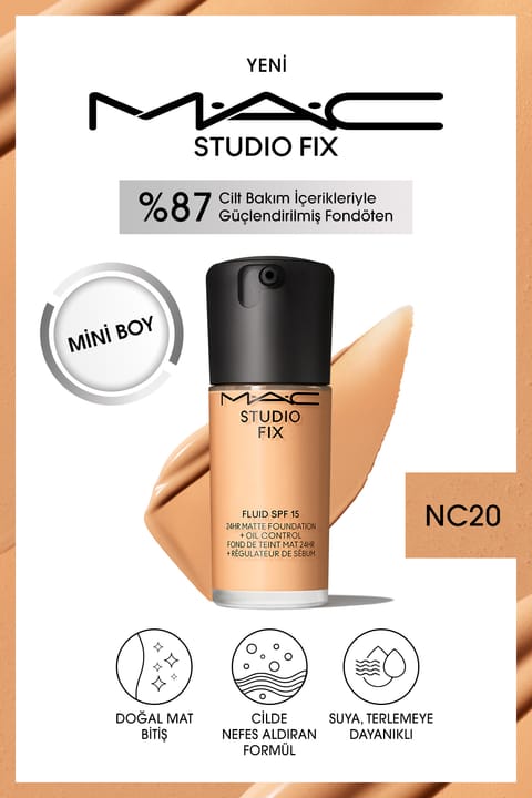 فونداسیون مینی مات M.A.C Studio Fix Fluid SPF 15 - NC20 - 15 ml