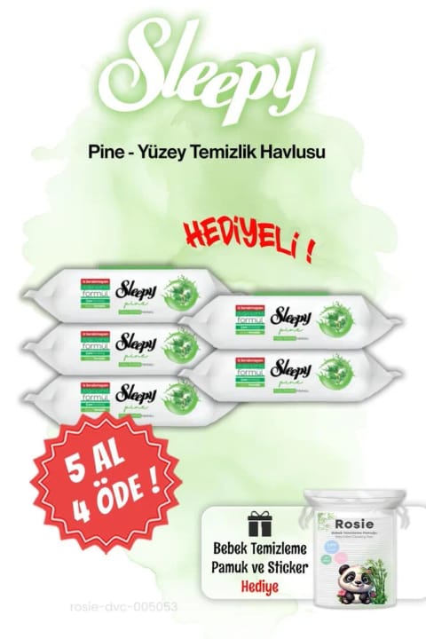Sleepy Pine Çam فرح بخش دستمال مرطوب تمیزکننده 100 عددی (پیشنهاد 5+4)