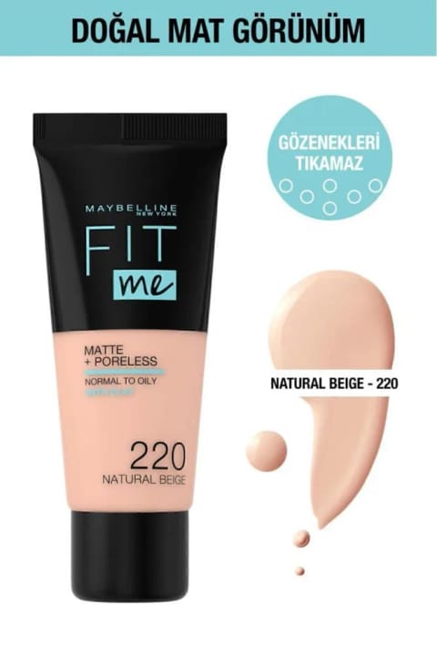 Maybelline New York Fit Me Matte Poreless فونداسیون - 220 Natural Beige