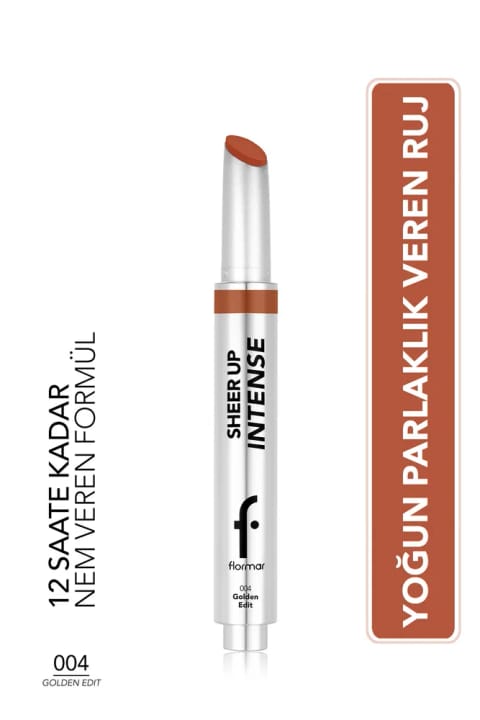 Flormar Sheer Up Intense ژل رژ لب کرمی با فینیش براق - 004 Golden Edit