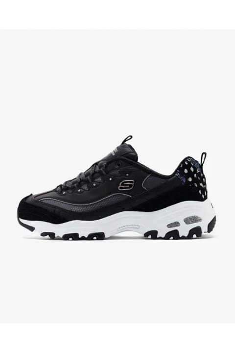 کفش اسنیکر SKECHERS D'Lites چرم با جزئیات جیر و زیره ضخیم