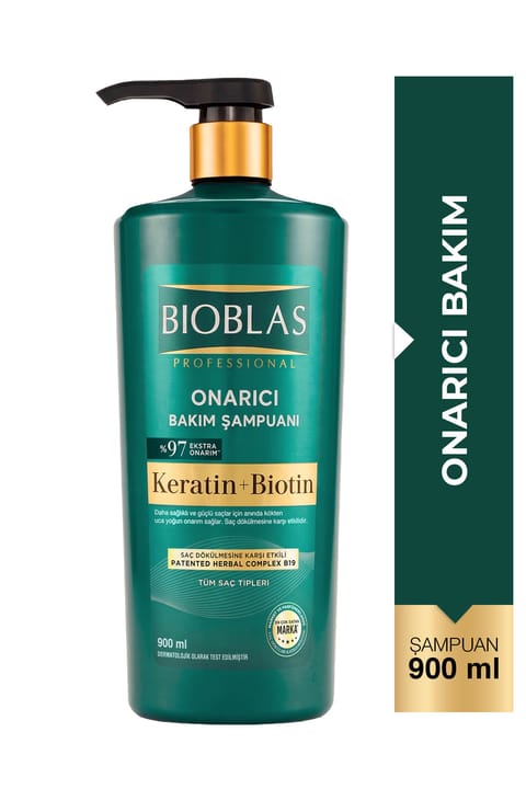 شامپو ترمیمکننده Bioblas با Keratin & Biotin ۹۰۰ میلیلیتر - همه انواع مو