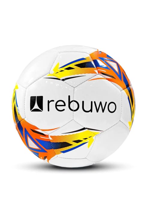 Rebuwo توپ فوتبال سفید نارنجی سایز 5 توپ مسابقه دوخت