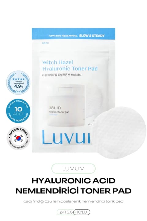 LUVUM Hyaluronic Acid و Witch Hazel مرطوبکننده تونر پد