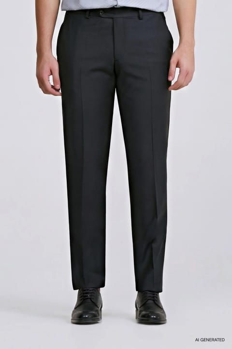 D'S Damat شلوار پارچهای Travel ساده مشکی Regular Fit