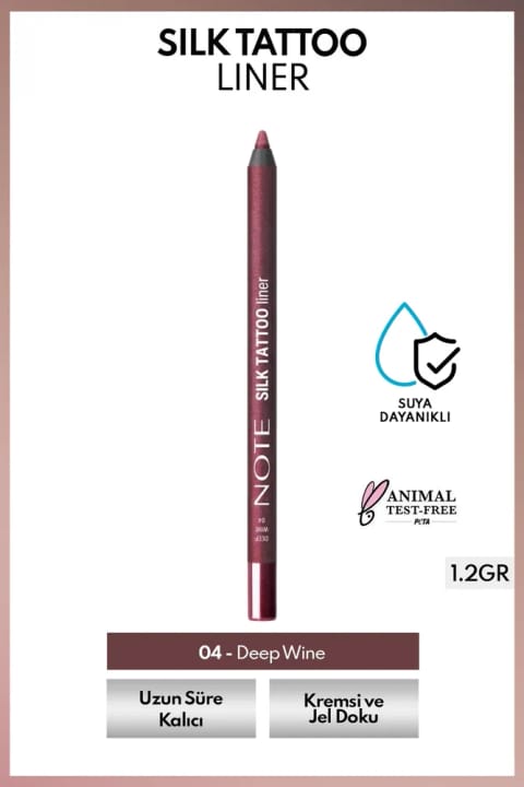 خط چشم ژلی ابریشمی ضدآب NOTE Silk Tattoo Liner - 04 Deep Wine