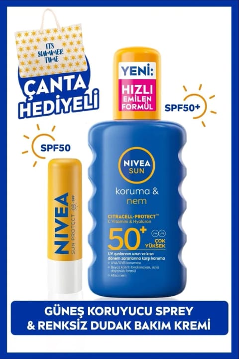NIVEA SUN SPF50+ ضدآفتاب اسپری بدنه ۲۰۰ml و مرطوبکننده بیرنگ...