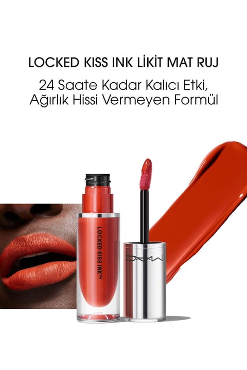M.A.C رژ لب مایع مات ۲۴ ساعته Locked Kiss Ink - Brazen - 4ml - 773602646043