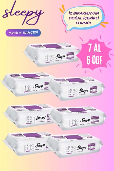 Sleepy Easy Clean دستمال تمیزکننده سطح باغ ارکیده 100 برگ (بستهٔ ۷ عددی)