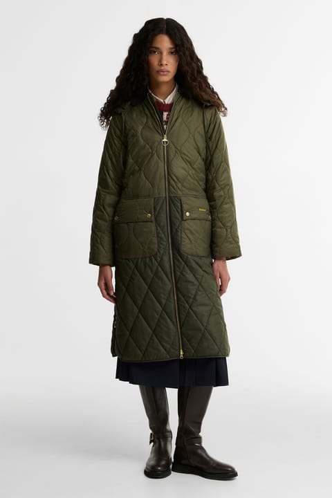 کاپشن کاپیتونه Barbour Osbourne OL71 زیتونی سرخس طرح تارتان ترکیبی