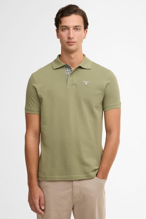 پولو یقه بافت تارتان Barbour رنگ GN64 Laurel Green