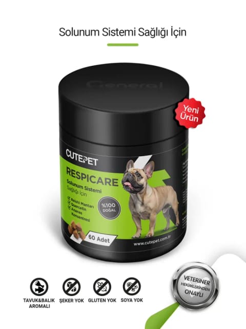 Cutepet Respicare Tablett für Hunde zur Atemunterstützung 60 Stück – Allergie, Immunität und Atemhilfe