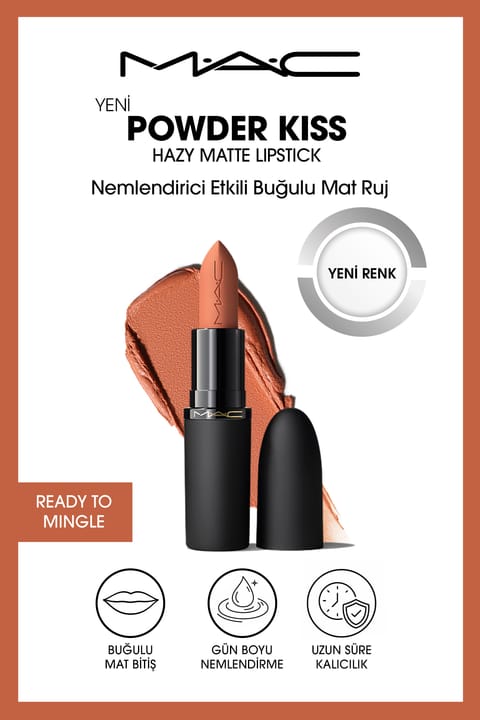 رژ لب مات مهآلود M.A.C Powder Kiss Hazy Matte Lipstick با اثر مرطوبکننده - Re...