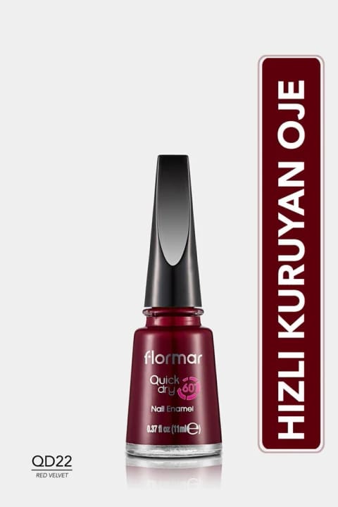 لاک ناخن فلورمار - Quick Dry Nail Enamel QD22 Red Velvet
