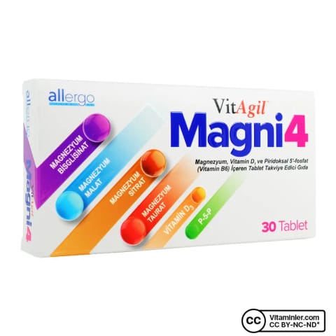 Vitagil Magni4 منیزیم ویتامین D3 P5P 30 قرص