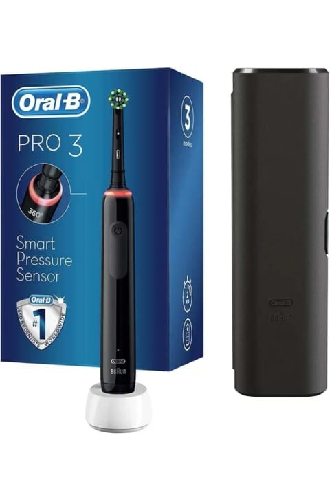 Oral-B Pro3-3500 شارژی مسواک مشکی (با هدیه قاب مسافرتی)