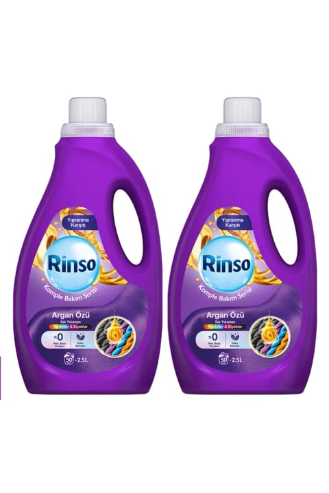 Rinso مایع لباسشویی سری مراقبت کامل با عصاره آرگان برای لباس‌های رنگی و مشکی — ۲ بسته