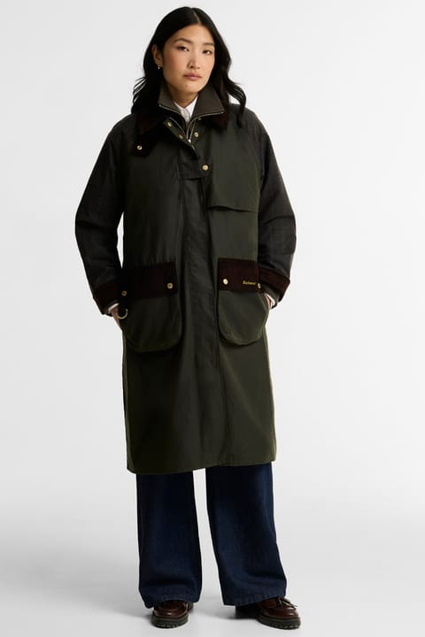 کاپشن واکنش‌پذیر Barbour Checked Kirklees Yağlı مدل OL52 رنگ Fern Classic Shadow Classic