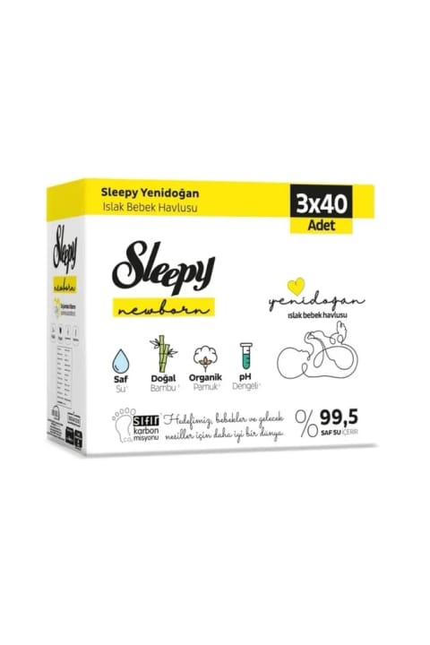 دستمال مرطوب نوزاد Sleepy Newborn ۳ × ۴۰ عددی