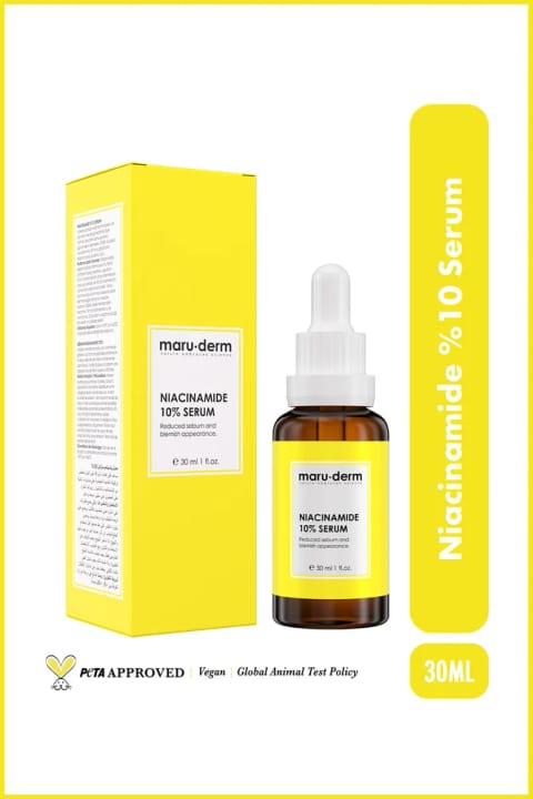 سرم مراقبت از پوست Maru.Derm نیاسینامید 10% + هیالورونیک اسید + پانتنول 30 میلی‌لیتر