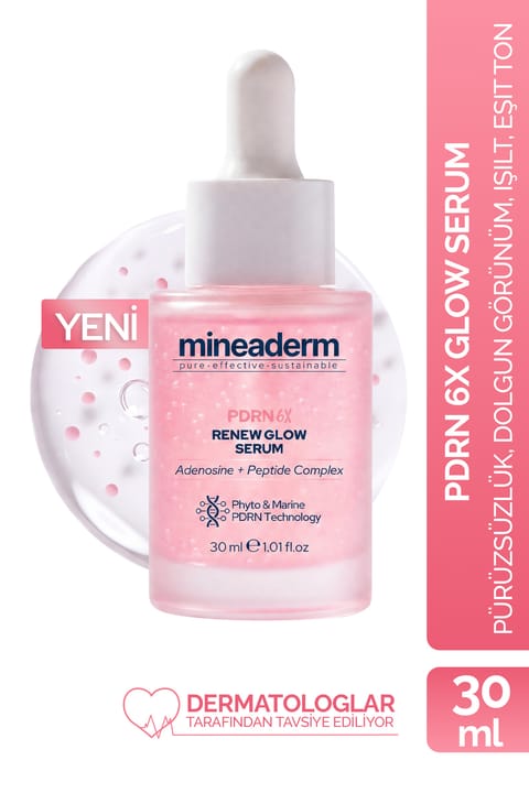 سرم روشنکننده و تجدیدکننده mineaderm PDRN 6X Renew Glow حجم ۳۰ میلیلیتر - Vegan PDRN، Peptide Complex و Ad...