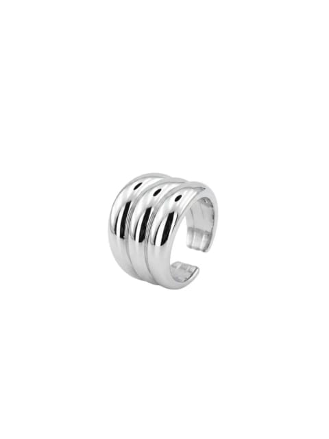 انگشتر قابل تنظیم با جزئیات سه‌خطی - Silver
