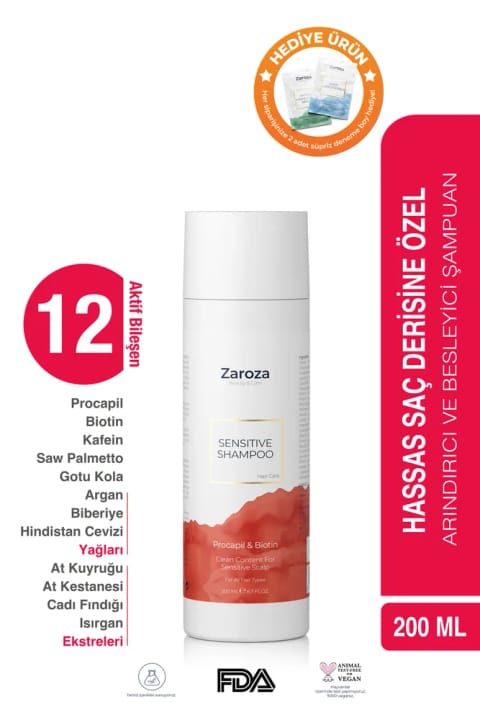شامپوی ضد ریزش ZAROZA با Procapil و Biotin مخصوص پوست سر حساس ۲۰۰ میلیلیتر