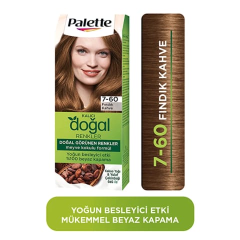 Palette رنگ مو دائمی رنگ‌های طبیعی 7-60 فندقی قهوه‌ای
