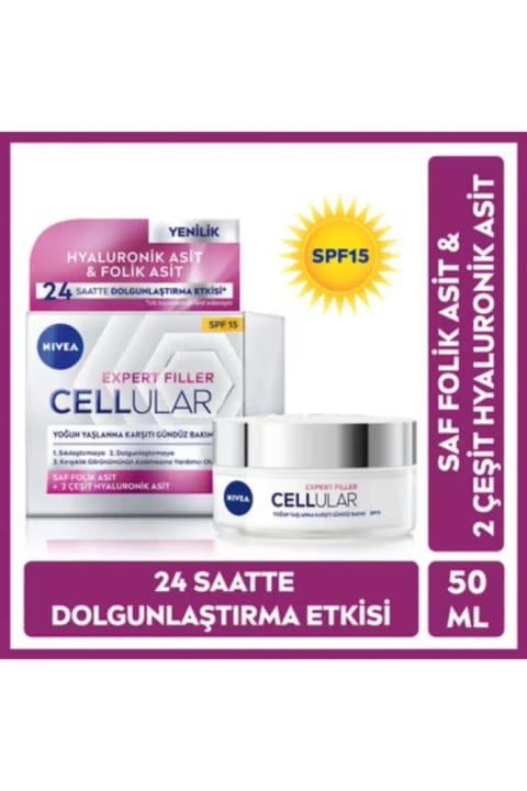 NIVEA کرم روزانه ضد پیری حجمدهنده با Hyaluronic Acid و محافظت SPF 15