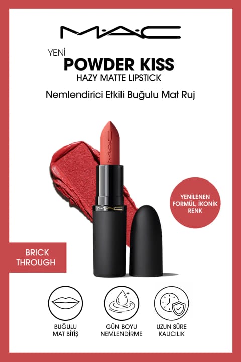 رژ لب مات مخملی M.A.C Powder Kiss Hazy Matte Lipstick آبرسانکننده - Br...
