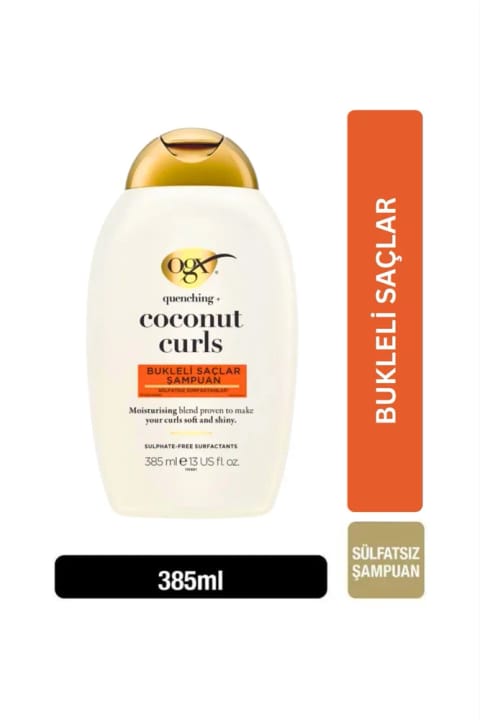 OGX Coconut Curls شامپوی بدون سولفات موهای فر ۳۸۵ میلی‌لیتر