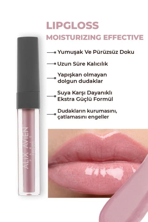 Alix Avien براق کننده لب مرطوب کننده ماندگار و بدون حس چسبندگی — 01 Rose Pink