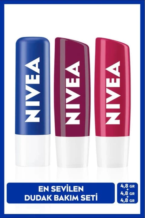NIVEA Original Care بسته ۳ عددی بالم لب بی‌رنگ، توت سیاه و گیلاس ۴.۸ گرمی