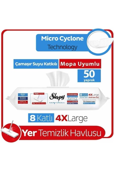 Sleepy Easy Clean دستمال تمیزکننده کف سازگار با موپ حاوی وایتکس