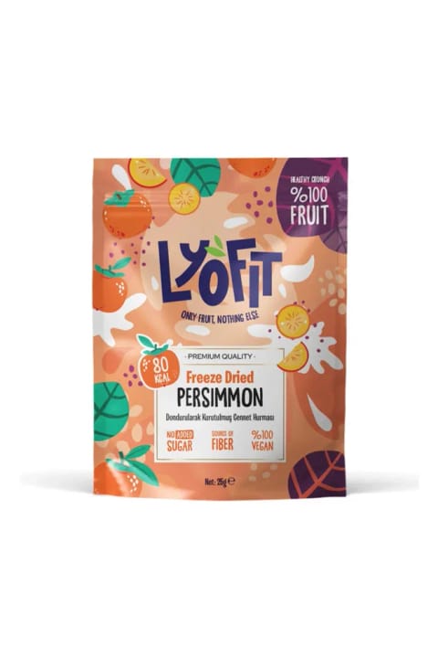 Lyofit Food چیپس میوه خشک خرمالو - خشکشده به روش انجمادی (Freeze Dried)
