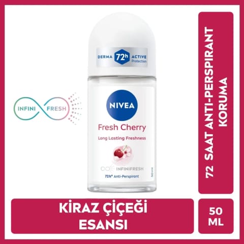 NIVEA Fresh Cherry دئودورانت رول‌آن زنانه ۵۰ میلی‌لیتر