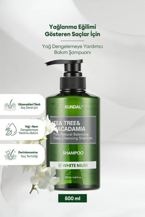 شامپوی تخصصی پوست سر مشکل‌دار Kundal Tea Tree & Macadamia Deep Cleansing