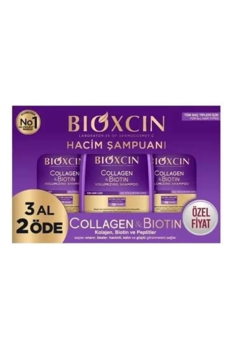 شامپو حجم‌دهنده Bioxcin کلاژن و بیوتین - ۳ عدد با پرداخت ۲