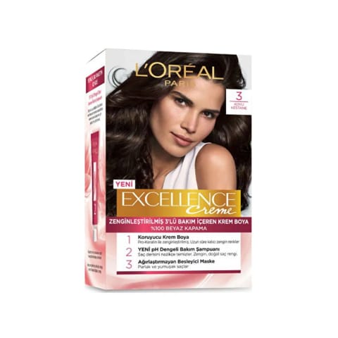 Loreal Paris Excellence Creme رنگ مو - 3 شاهبلوطی تیره