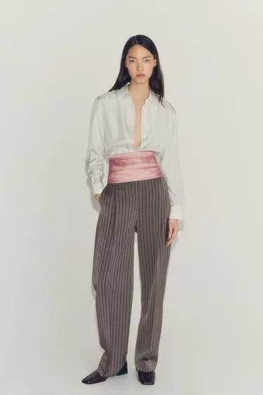 ZW Collection پیراهن راه‌راه ابریشم خالص
