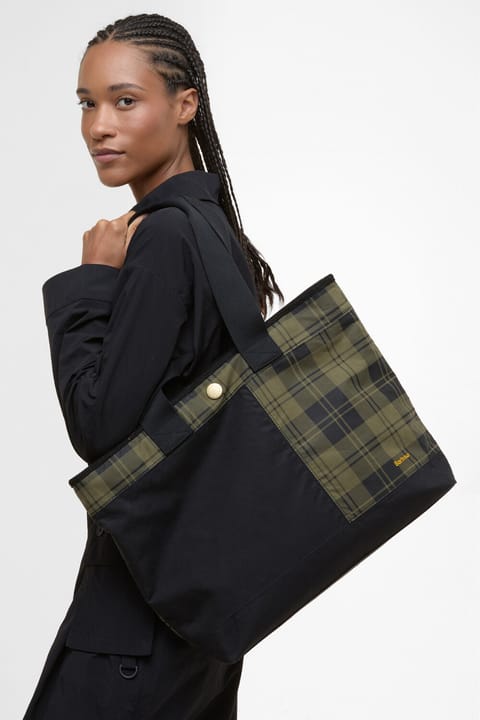 کیف دوشی Barbour Mya Patchwork مدل BK11 رنگ Black/Olive Check