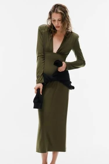 Zara پیراهن میدی با پد شانه