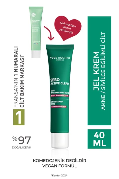 کرم آبرسان و ماتکنندهٔ Yves Rocher برای کاهش جوش و جوش سرسیاه