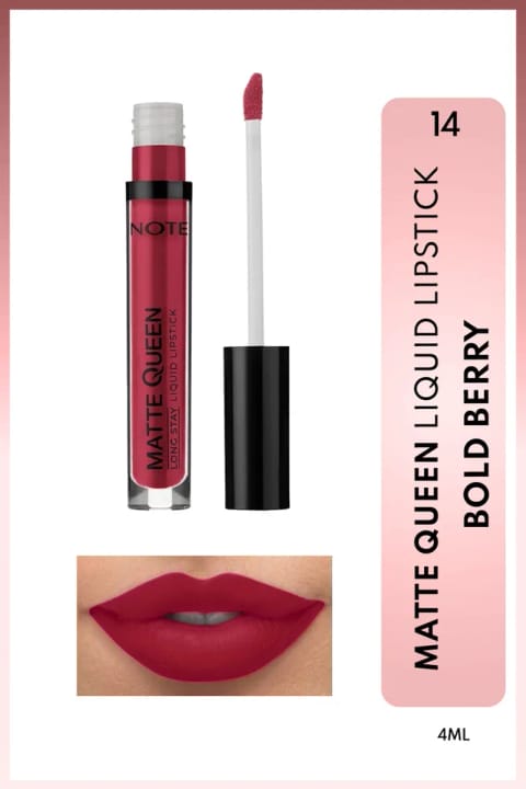 رژ لب مایع مات ماندگار NOTE Matte Queen - شماره 14 Bold Berry - قرمز