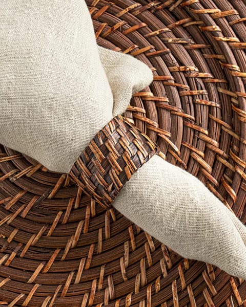 حلقه دستمال سفره Aidan Rattan ۵×۵ سانتی‌متر قهوه‌ای