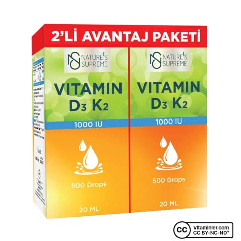 قطره ویتامین D3 + K2 Nature's Supreme 2×20 میلیلیتر