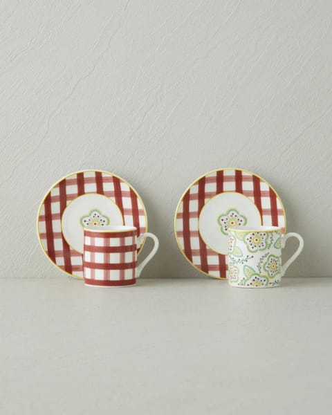 ست فنجان قهوه ۴ پارچه ۲ نفره Almeda New Bone China حجم ۸۰ میلی‌لیتر رنگ بورگوندی