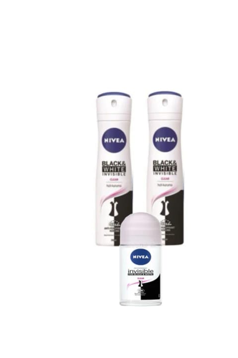 NIVEA Black&white Invisible Clear دئودورانت ۱۵۰ میلی‌لیتر (۲ عددی) + Black&white Invisible...