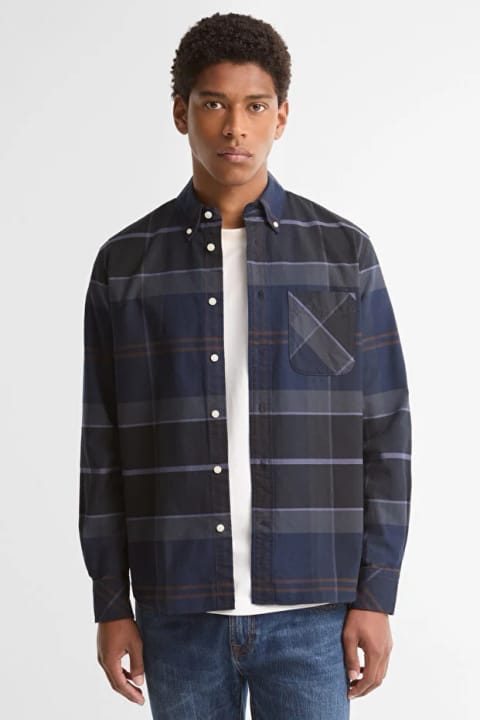 پیراهن اورجینال باربور مدل Mineral Tartan Dunoon NY71 Midnight Loch