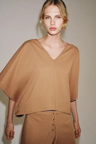 تیشرت نیم‌تنه پنبه‌ای شنل‌دار